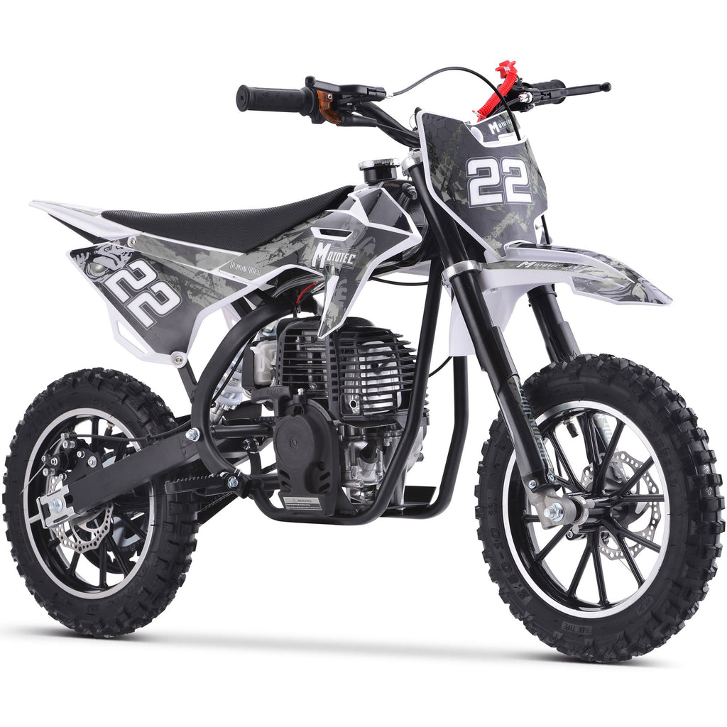 MotoTec Demon 50cc 2-Stroke Kids Gas Dirt Bike - White | Bike Lover USA