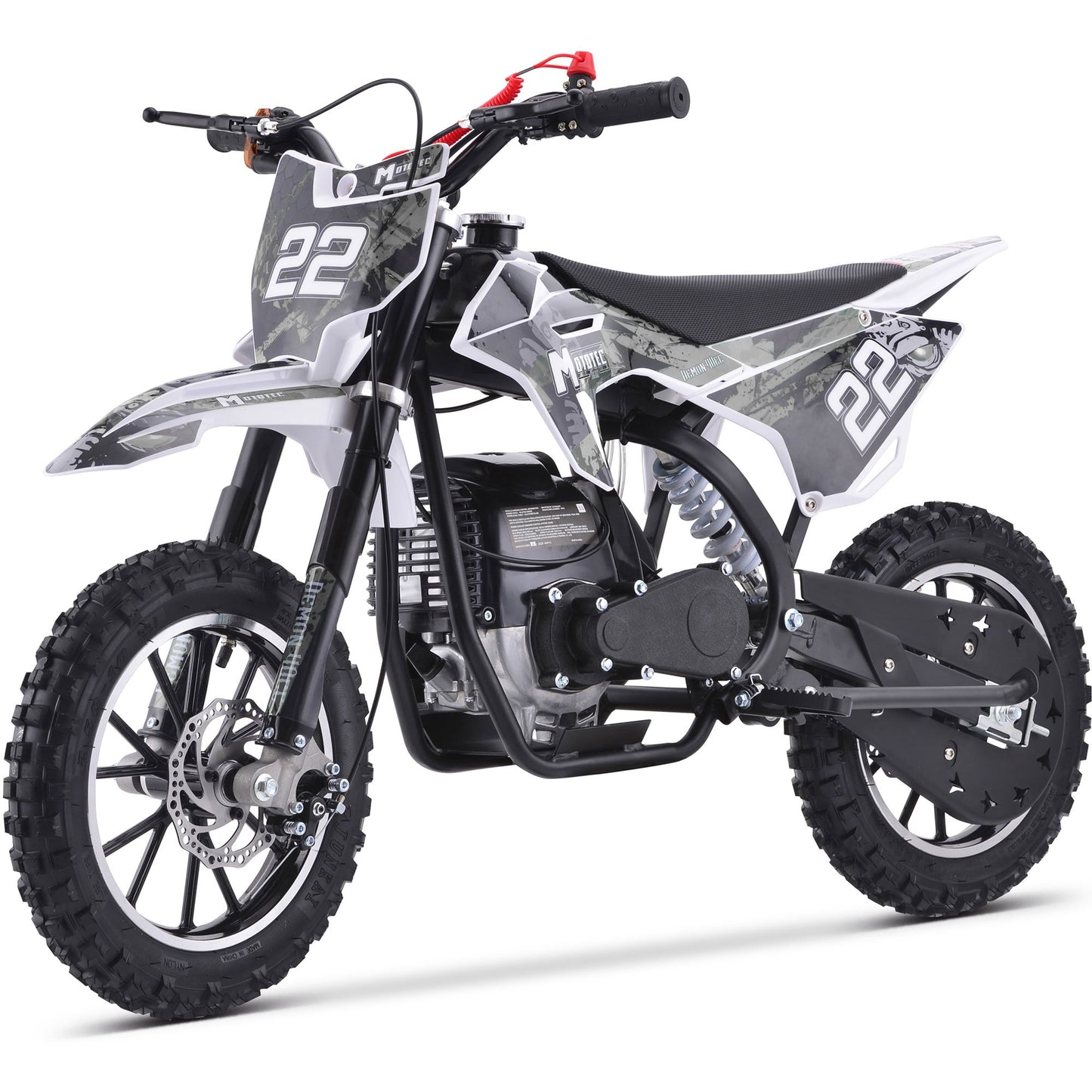 MotoTec Demon 50cc 2-Stroke Kids Gas Dirt Bike - White | Bike Lover USA