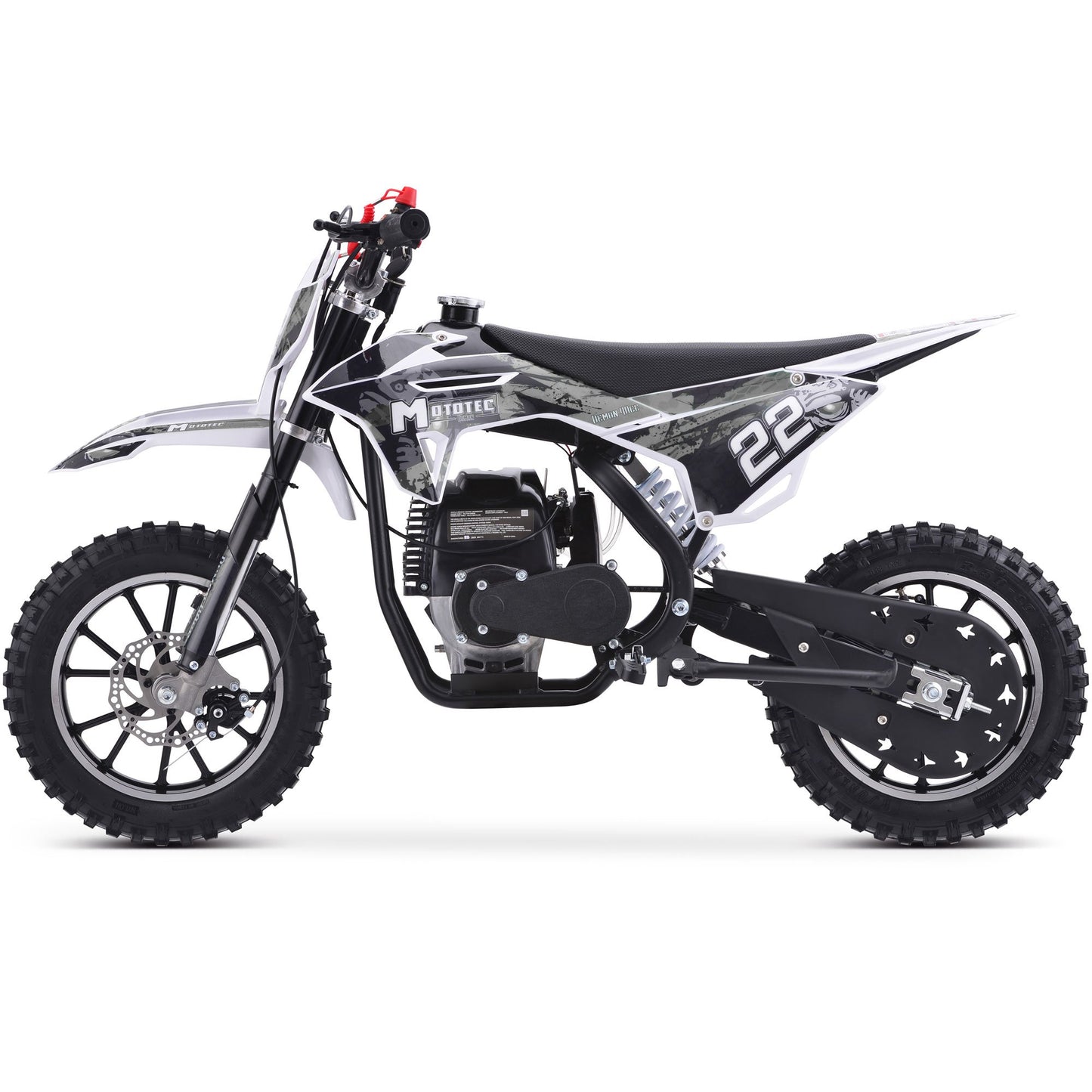 MotoTec Demon 50cc 2-Stroke Kids Gas Dirt Bike - White | Bike Lover USA