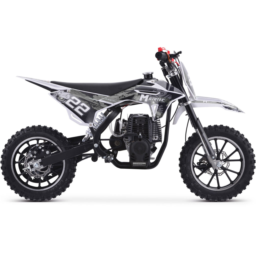 MotoTec Demon 50cc 2-Stroke Kids Gas Dirt Bike - White | Bike Lover USA