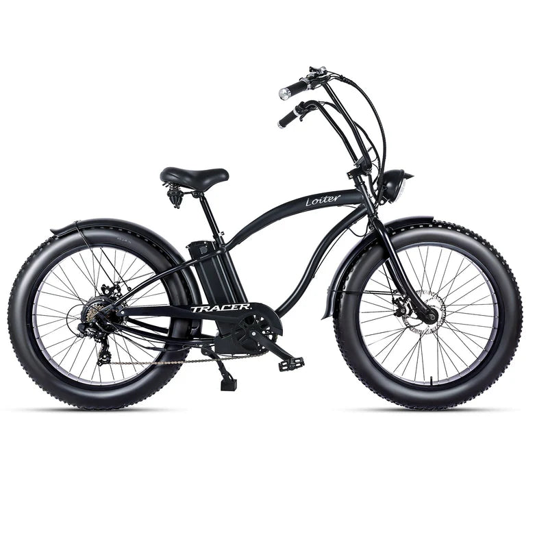Tracer Loiter 26" 800W Cruiser E-Bike, 48V 17.5Ah Battery, 40–50 Mile Range, 26×4.0 Fat Tires, Shimano 7-Speed, Up to 25 MPH