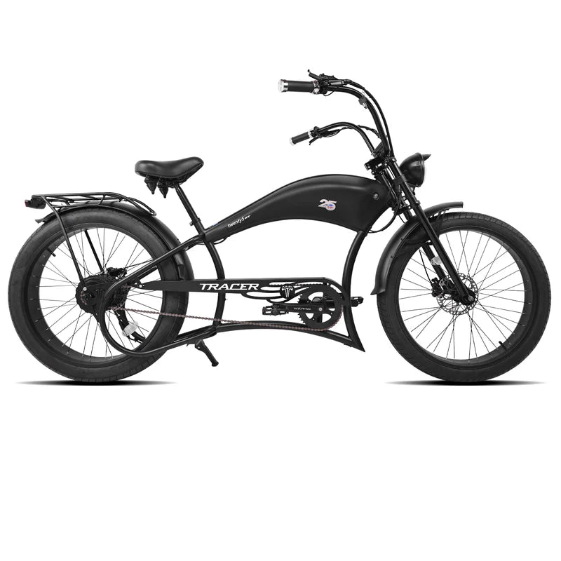 Tracer Twenty5 800W Stretch Cruiser E-Bike, 48V 17.5Ah Battery, 30–60 Mile Range, 26” Fat Tires, Up to 28 MPH