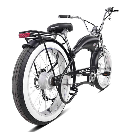 Tracer Twenty5 800W Stretch Cruiser E-Bike, 48V 17.5Ah Battery, 30–60 Mile Range, 26” Fat Tires, Up to 28 MPH