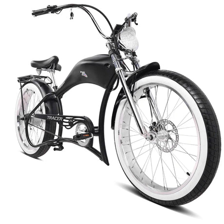 Tracer Twenty5 800W Stretch Cruiser E-Bike, 48V 17.5Ah Battery, 30–60 Mile Range, 26” Fat Tires, Up to 28 MPH