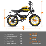 HappyRun G100 Dual-Battery Electric Bike 1000W Motor 28 mph 48V 30Ah Battery