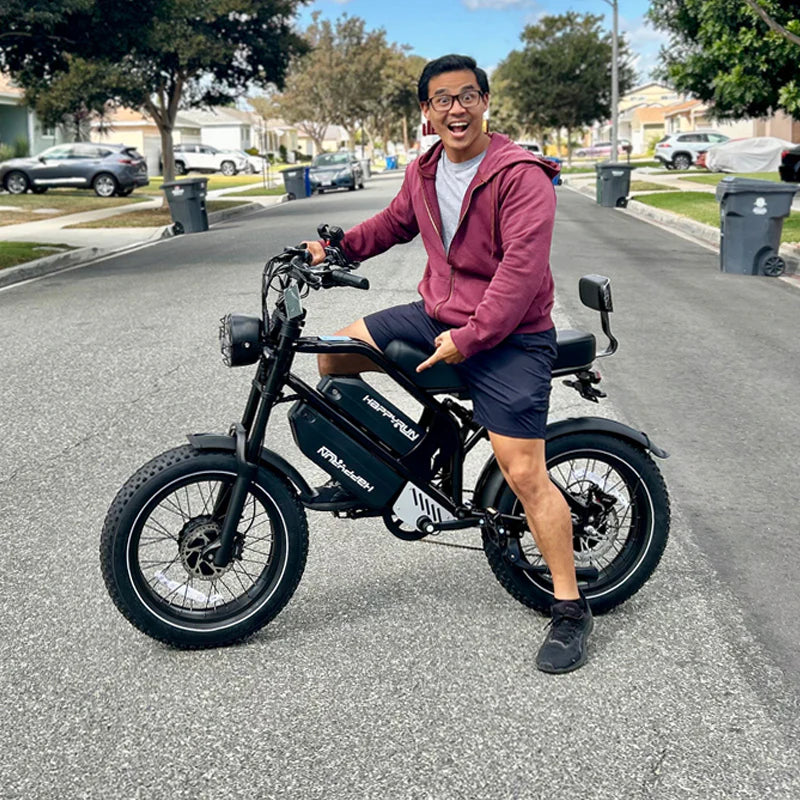 HappyRun G70 Pro – 5000W Dual-Motor Dual-Battery Electric Cargo Bike | AWD, Full Suspension, Family Utility E-Bike