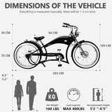 Tracer Twenty5 GT 500W 26" Chopper Cruiser E-Bike, 48V 17.5Ah Battery, 30–50 Mile Range, 26” Fat Tires, Up to 25 MPH