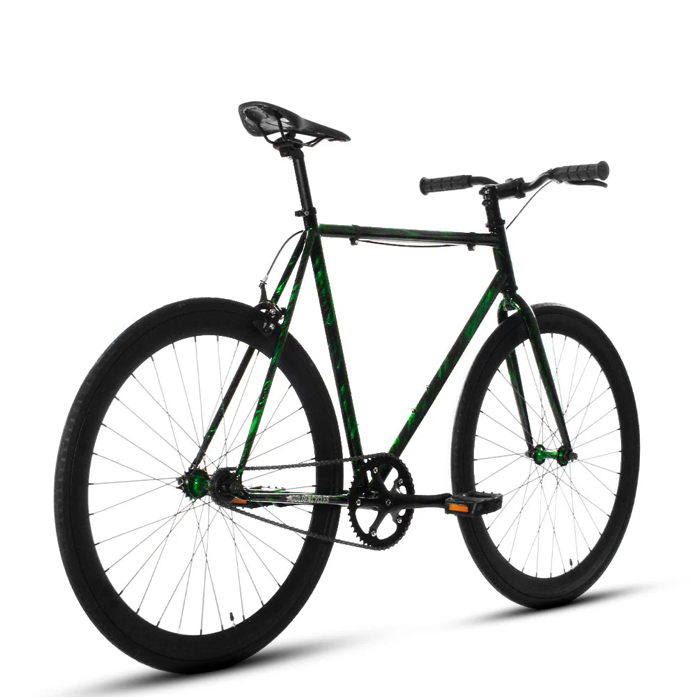 Golden Cycles GC-Green Savage Single Speed Road Bike Steel Frame 700c Wheels Flip-Flop Hub