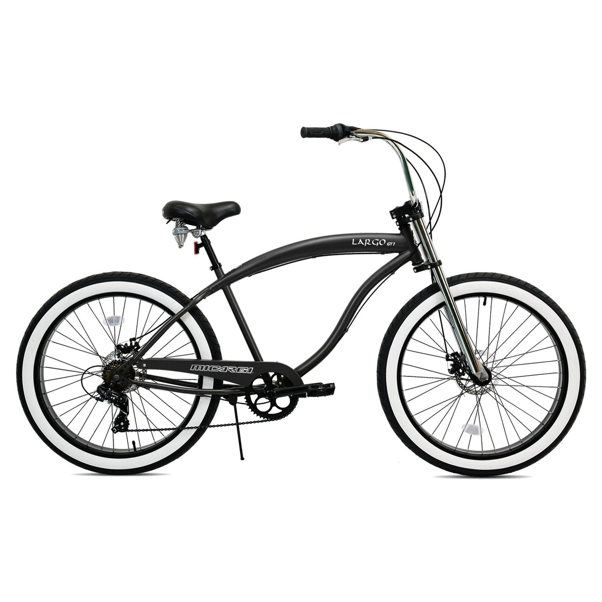 Micargi Largo GT7 26" Beach Cruiser Bike 7-Speed Steel Frame 26x4.0 Fat Tires