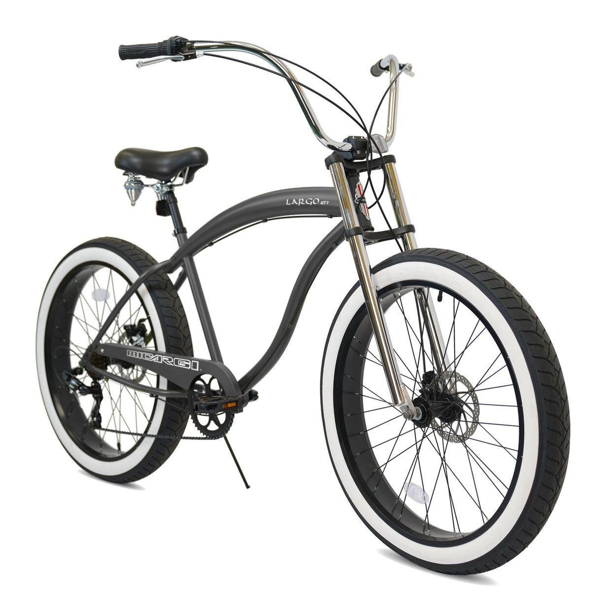 Micargi Largo GT7 26" Beach Cruiser Bike 7-Speed Steel Frame 26x4.0 Fat Tires
