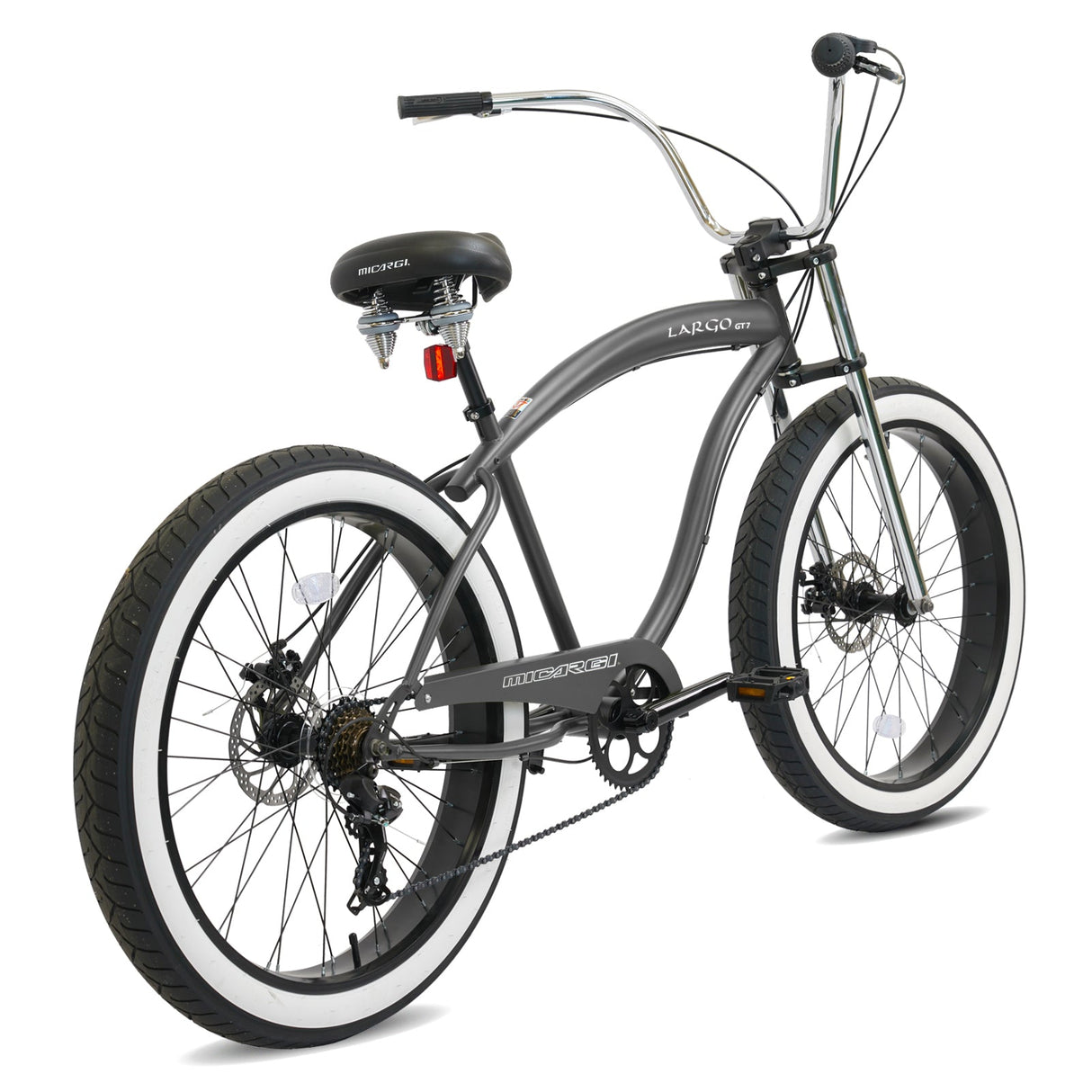 Micargi Largo GT7 26" Beach Cruiser Bike 7-Speed Steel Frame 26x4.0 Fat Tires
