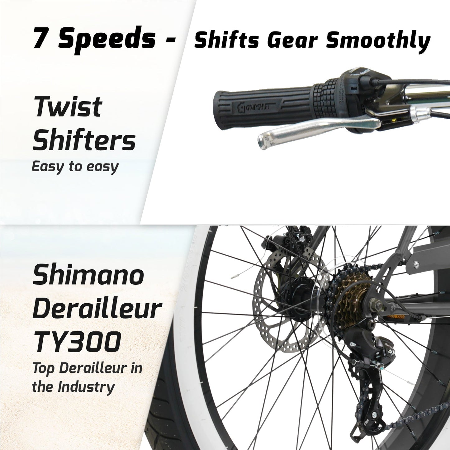 Micargi Largo GT7 26" Beach Cruiser Bike 7-Speed Steel Frame 26x4.0 Fat Tires