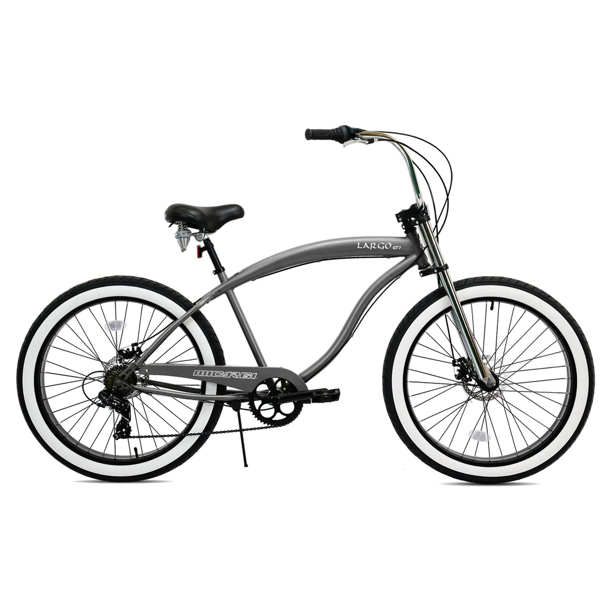 Micargi Largo GT7 26" Beach Cruiser Bike 7-Speed Steel Frame 26x4.0 Fat Tires