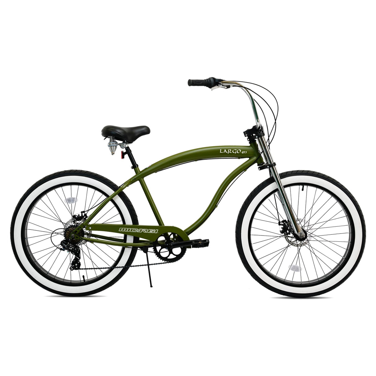 Micargi Largo GT7 26" Beach Cruiser Bike 7-Speed Steel Frame 26x4.0 Fat Tires