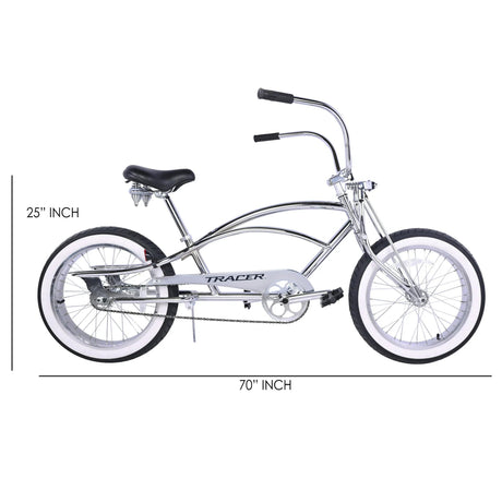 Tracer Master 2.0 GS Chrome 20" Stretch Cruiser Bike Single Speed Lowrider