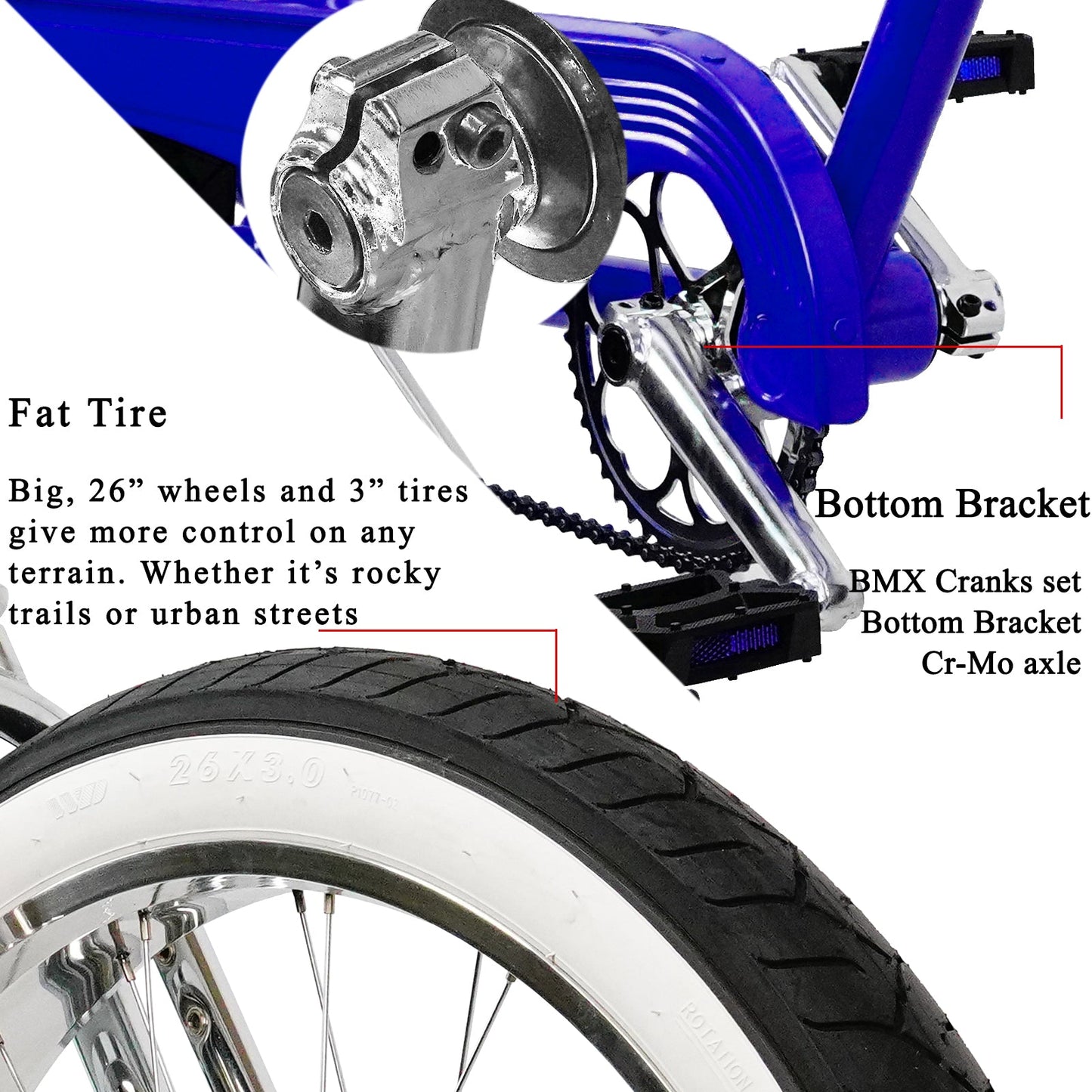 Tracer Master DS 26" Dual Springer Chopper Stretch Beach Cruiser Bike