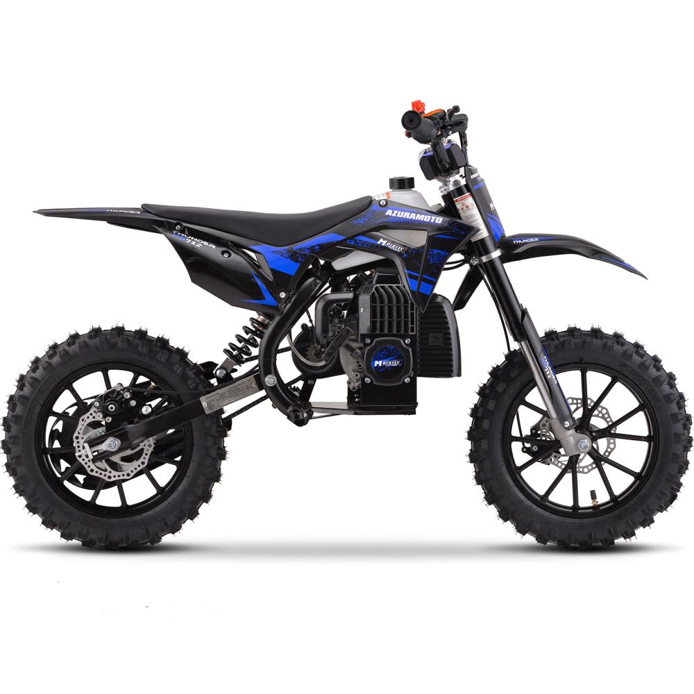 MotoTec Thunder 50cc 2-Stroke Kids Gas Dirt Bike - Blue