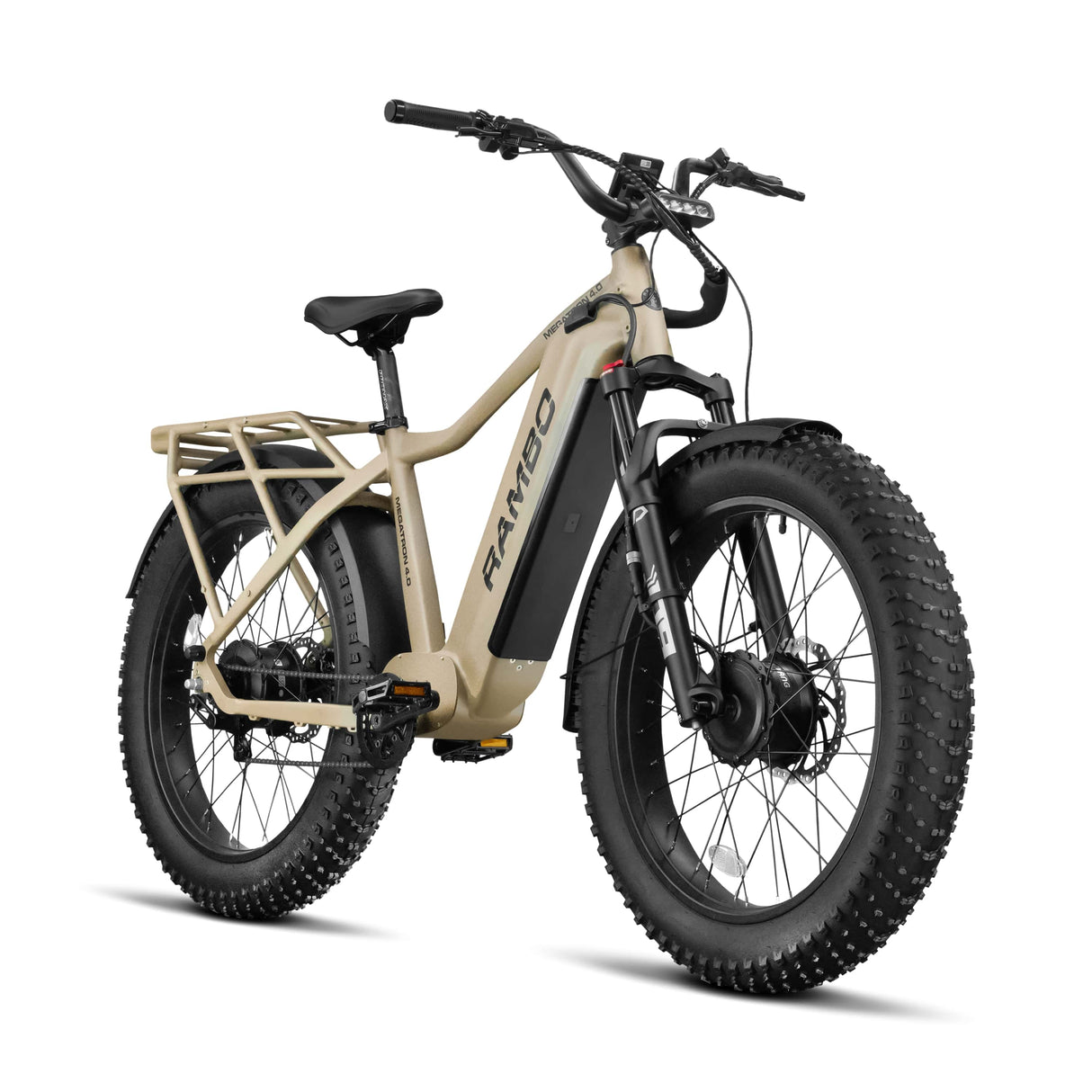 Rambo Megatron 4.0 All-Wheel Drive Up to 36 MPH Dual 1000W 48V 20Ah Electric Hunting Bike