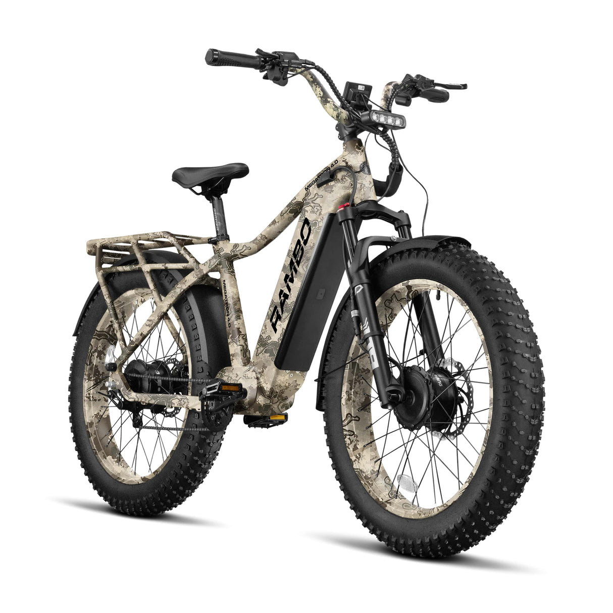 Rambo Megatron 4.0 All-Wheel Drive Up to 36 MPH Dual 1000W 48V 20Ah Electric Hunting Bike