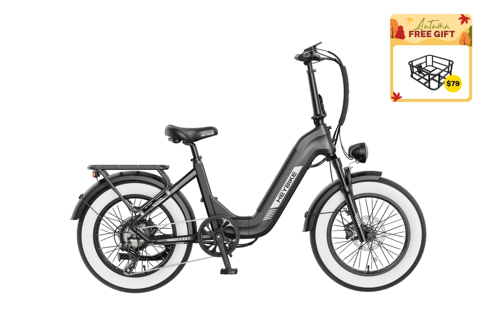 Heybike Ranger S 2.0 Folding Fat Tire Electric Bike – 750W, 28 MPH, 55-Mile Range
