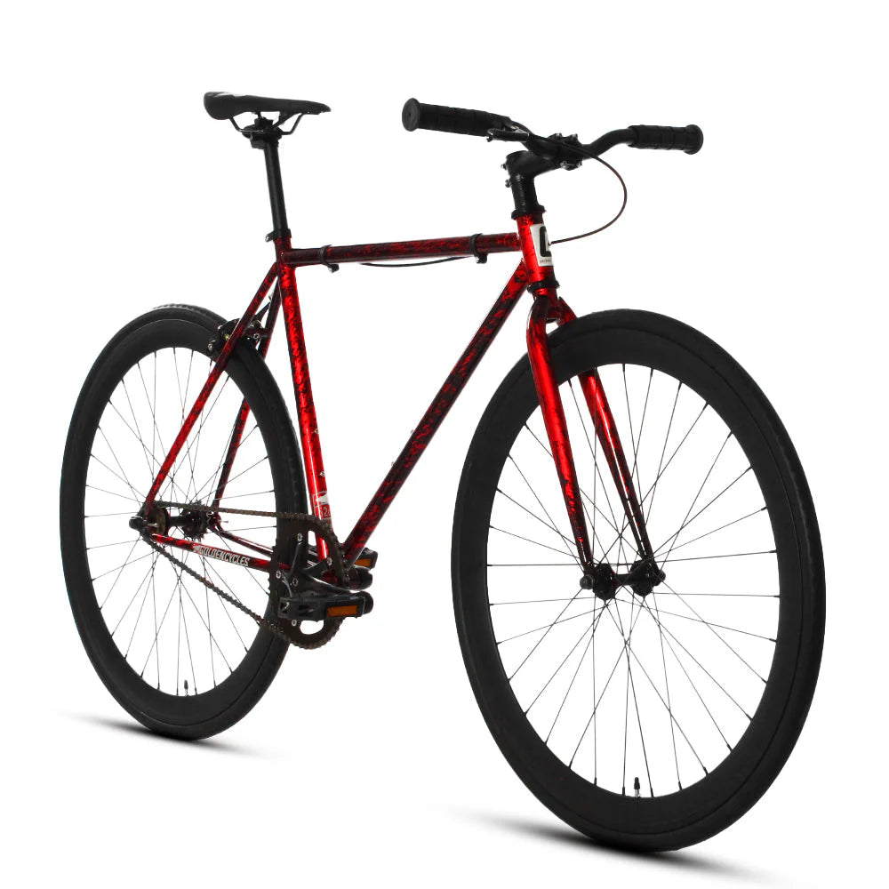 Golden Cycles GC-Red Savage Single Speed Road Bike Steel Frame 700c Wheels Flip-Flop Hub