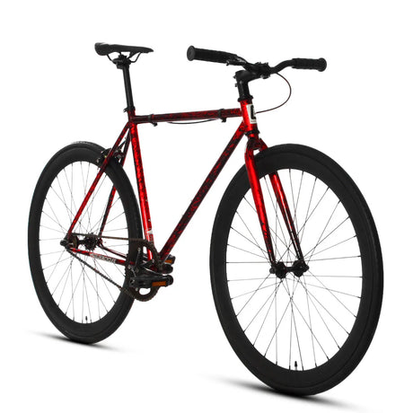 Golden Cycles GC-Red Savage Single Speed Road Bike Steel Frame 700c Wheels Flip-Flop Hub