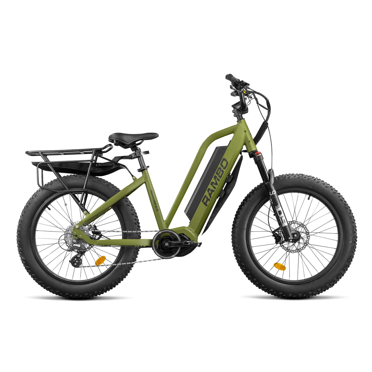 Rambo Roamer 2.0 Up to 28 MPH 750W 48V 15Ah/20Ah Mid-Drive Electric Hunting Bike