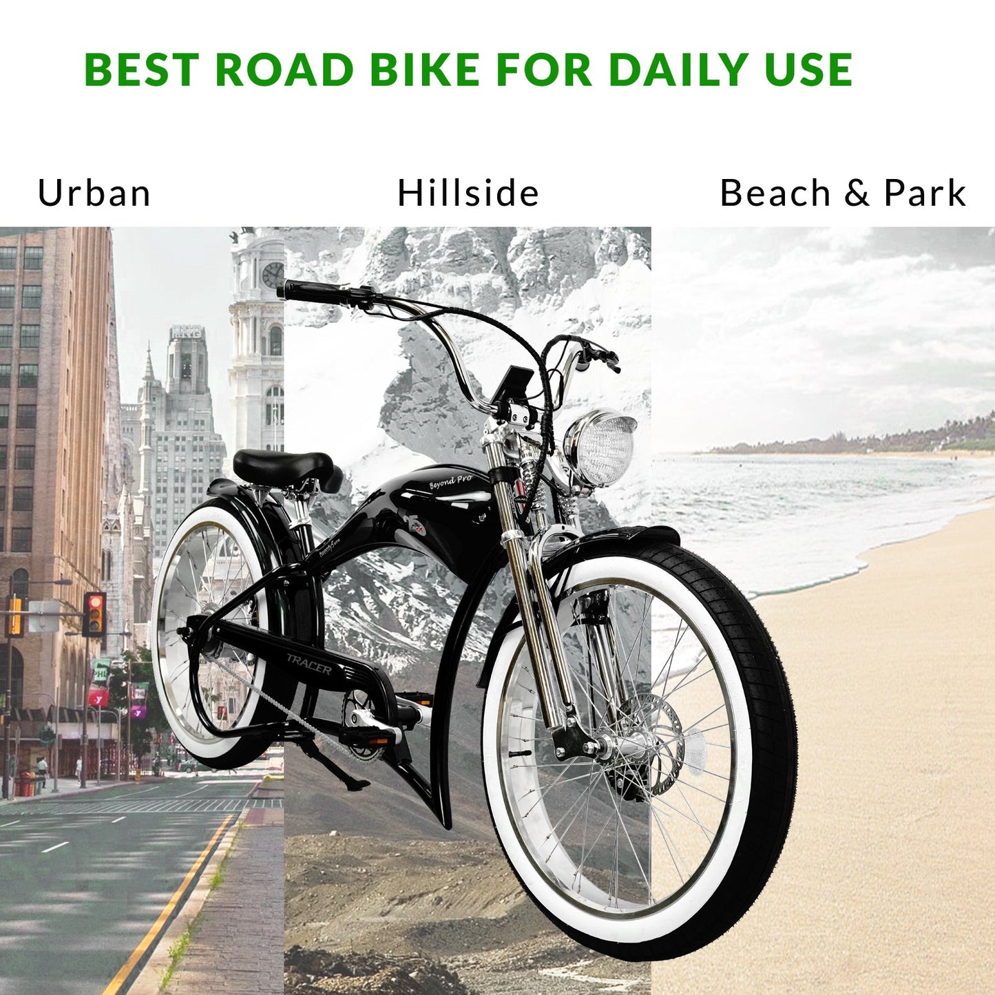 Tracer Twenty5 GTS 500W 26" Electric Cruiser Bike 48V 17.5Ah Top Speed 25MPH Fat Tire