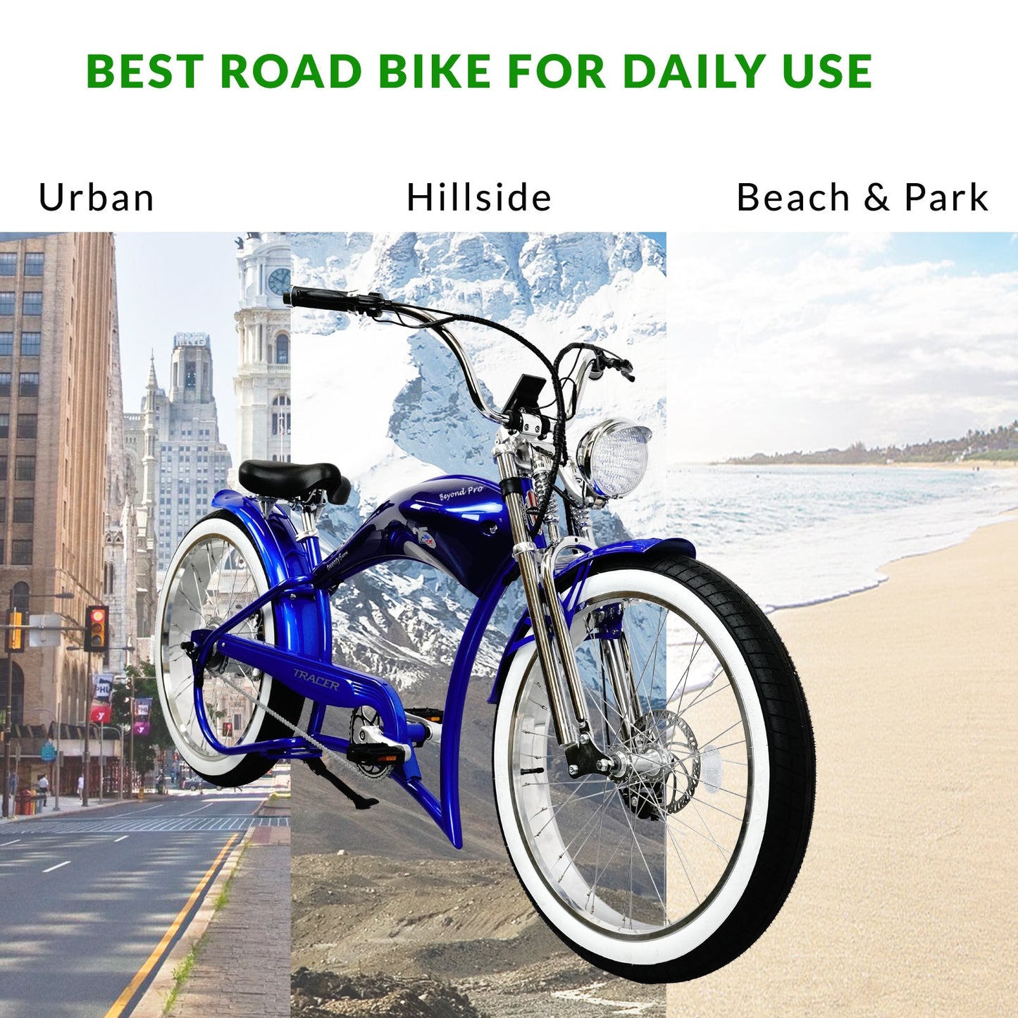 Tracer Twenty5 GTS 500W 26" Electric Cruiser Bike 48V 17.5Ah Top Speed 25MPH Fat Tire