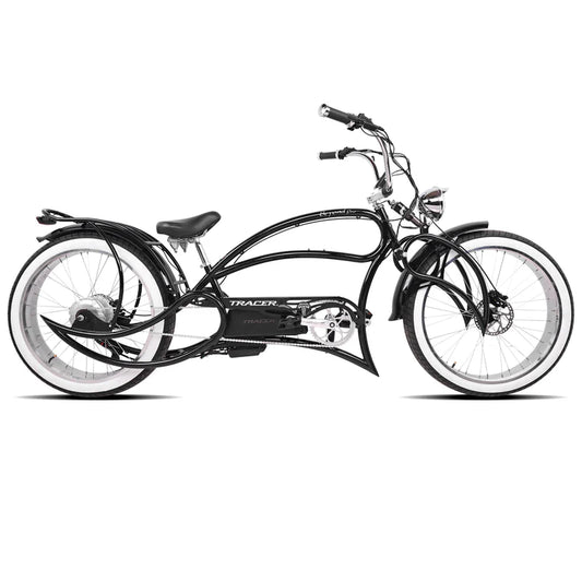 Tracer Beyond Pro 800W Classic Stretch Chopper E-Bike, 48V 17.5Ah Battery, 25 MPH Top Speed, 30 Mile Range, 26” Fat Tires