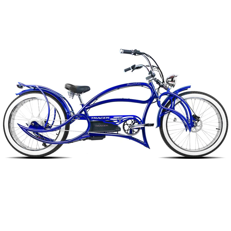 Tracer Beyond Pro 800W Classic Stretch Chopper E-Bike, 48V 17.5Ah Battery, 25 MPH Top Speed, 30 Mile Range, 26” Fat Tires