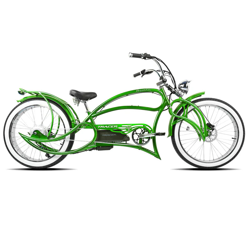 Tracer Beyond Pro 800W Classic Stretch Chopper E-Bike, 48V 17.5Ah Battery, 25 MPH Top Speed, 30 Mile Range, 26” Fat Tires