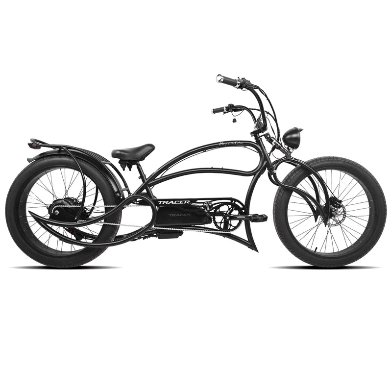 Tracer Beyond Pro 800W Classic Stretch Chopper E-Bike, 48V 17.5Ah Battery, 25 MPH Top Speed, 30 Mile Range, 26” Fat Tires