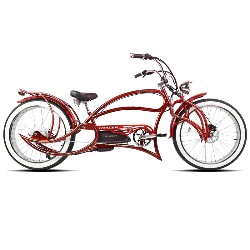Tracer Beyond Pro 800W Classic Stretch Chopper E-Bike, 48V 17.5Ah Battery, 25 MPH Top Speed, 30 Mile Range, 26” Fat Tires