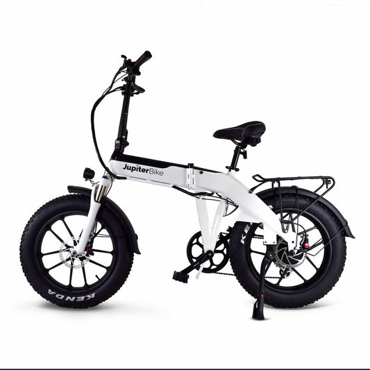 JupiterBike Defiant Pro Fat Tire Folding Electric Bike - White