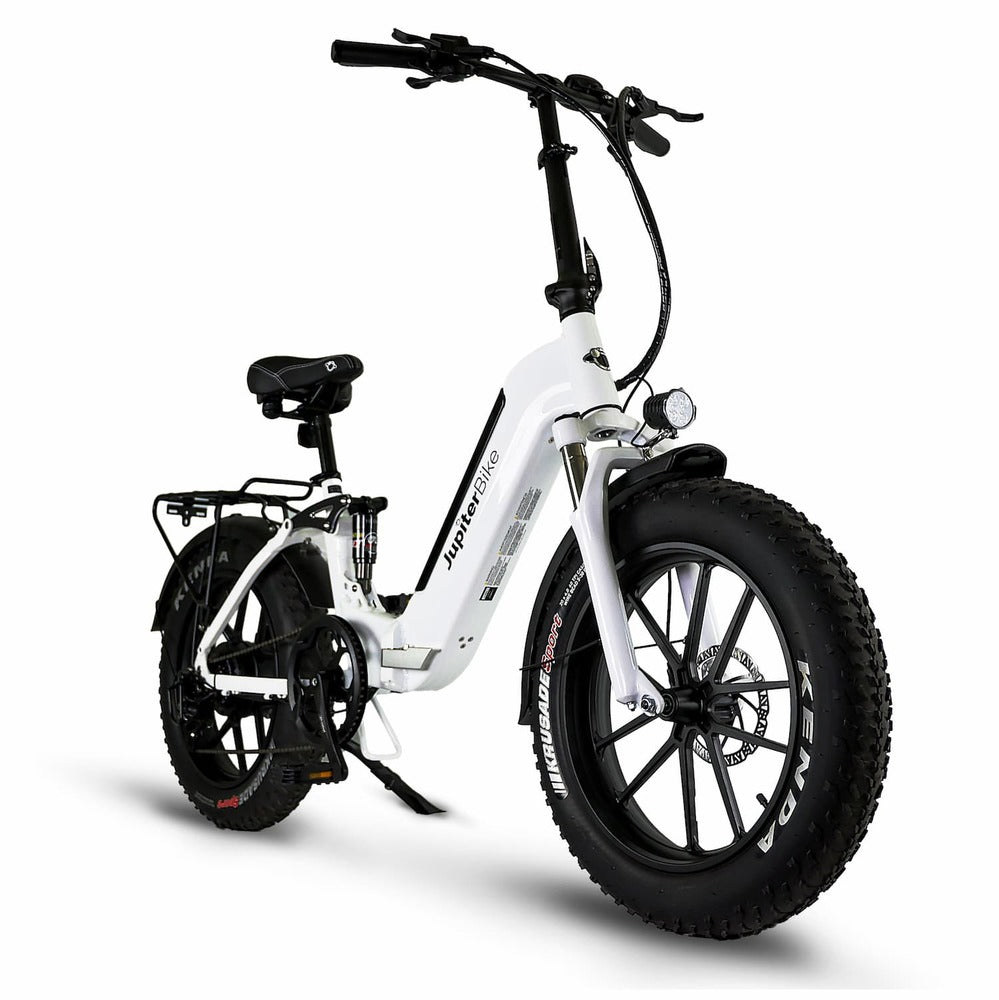 JupiterBike Defiant ST Fat Tire Folding Electric Bike -White