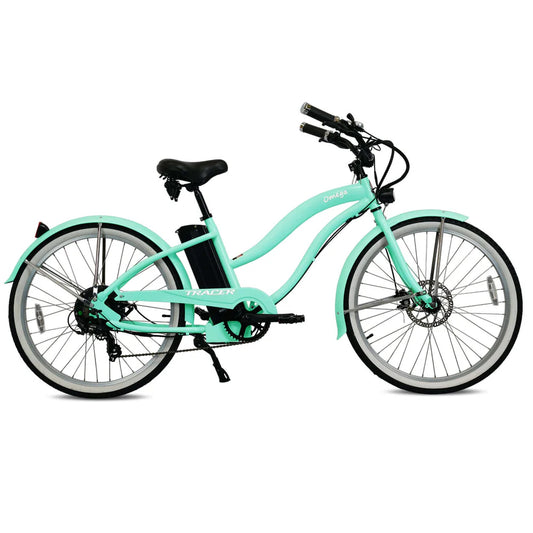 Tracer OMEGA 500W 26" 7-Speed Electric Beach Cruiser Bike for Women, 48V 14Ah Battery, 30–50 Mile Range, 26” Tires, Up to 25 MPH