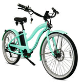 Tracer OMEGA 500W 26" 7-Speed Electric Beach Cruiser Bike for Women, 48V 14Ah Battery, 30–50 Mile Range, 26” Tires, Up to 25 MPH