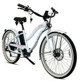 Tracer OMEGA 500W 26" 7-Speed Electric Beach Cruiser Bike for Women, 48V 14Ah Battery, 30–50 Mile Range, 26” Tires, Up to 25 MPH