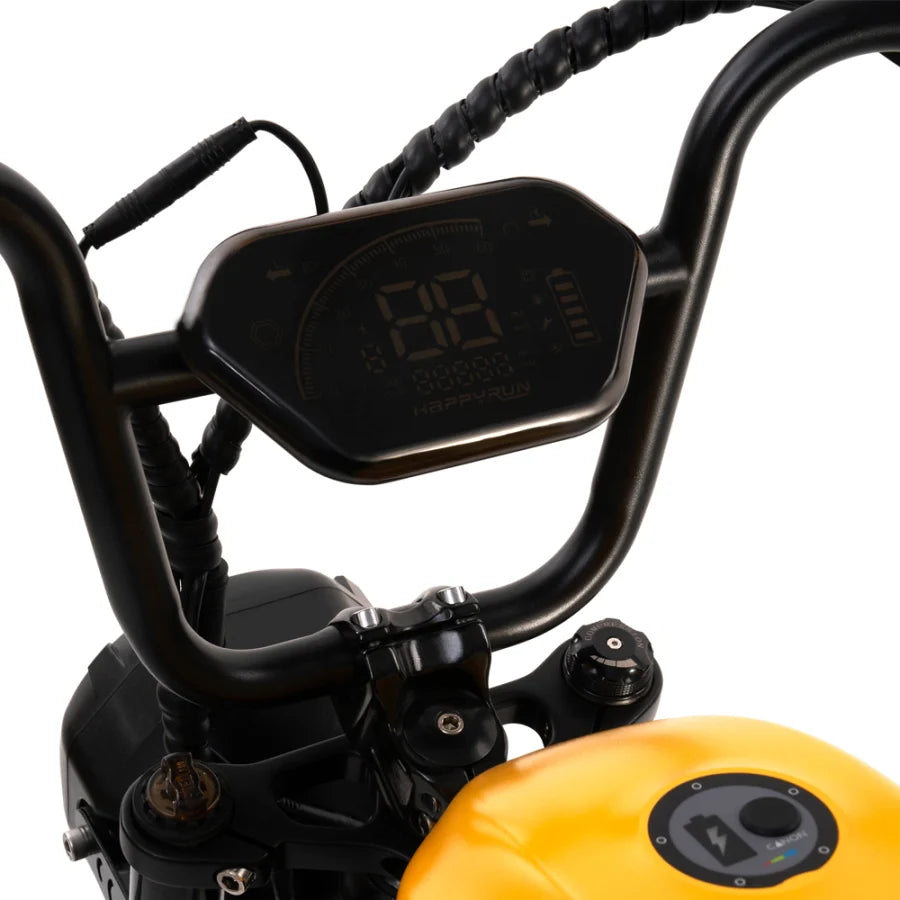 HappyRun G100 – 2000W Dual Battery Long-Range Electric Bike | Full Suspension, NFC Unlock, Retro-Inspired Design