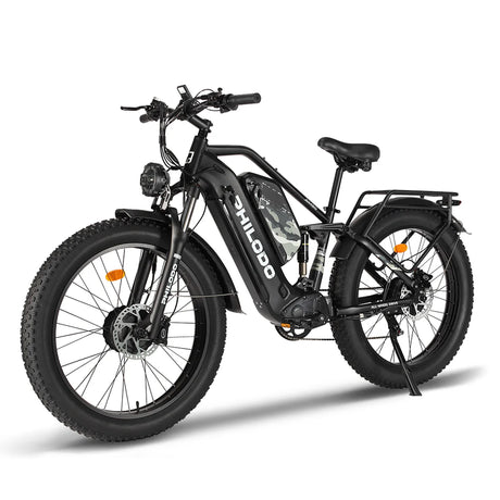 PHILODO Jumbo Dual Motor Dual Battery Electric Bike – 3000W Peak, 35 MPH, Dual 48V 23Ah Batteries, Full Suspension Fat Tire eBike