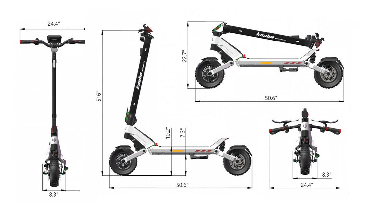 Kaabo Mantis King Pro Electric Scooter – 37 MPH, Dual 1200W Motors, 60V 18Ah Battery