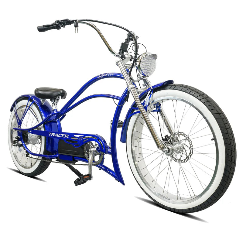 Tracer Legend GT7 1000W Stretch Cruiser Chopper E-Bike, 48V 20Ah Battery, 55–65 Mile Range, 26” Fat Tires, Shimano 7-Speed