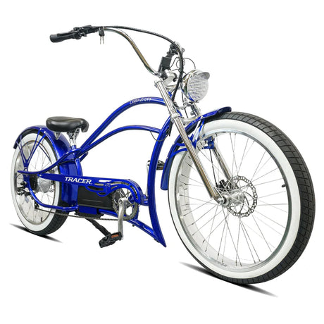Tracer Legend GT7 1000W Stretch Cruiser Chopper E-Bike, 48V 20Ah Battery, 55–65 Mile Range, 26” Fat Tires, Shimano 7-Speed