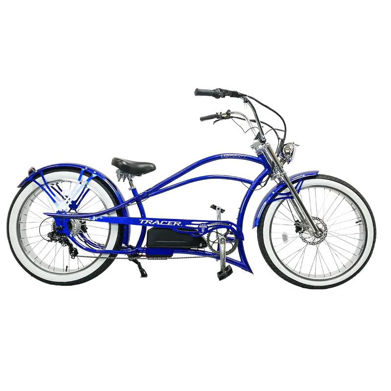 Tracer Legend GT7 1000W Stretch Cruiser Chopper E-Bike, 48V 20Ah Battery, 55–65 Mile Range, 26” Fat Tires, Shimano 7-Speed