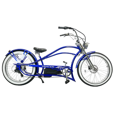 Tracer Legend GT7 1000W Stretch Cruiser Chopper E-Bike, 48V 20Ah Battery, 55–65 Mile Range, 26” Fat Tires, Shimano 7-Speed