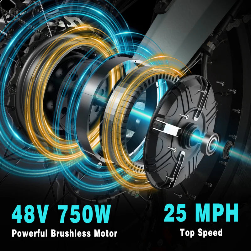 Tracer KAMA 2.0 750W Folding E-Bike, 25 MPH Top Speed, 48V 13Ah Battery, 40–50 Mile Range, 20×4” Fat Tires