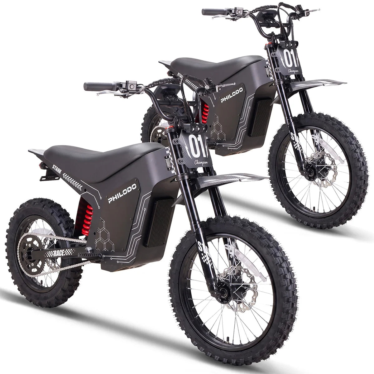 PHILODO STARX Electric Dirt Bike – 8000W, 50 MPH, 60V 36Ah Battery, 60-Mile Range