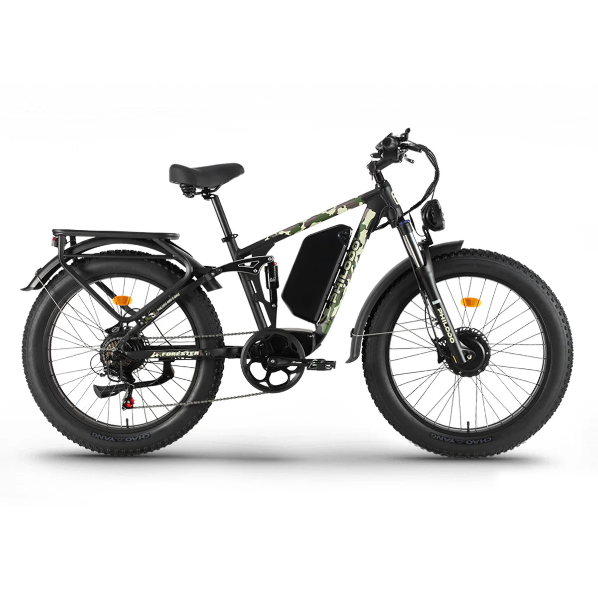 PHILODO Forester 60V Dual Motor Electric Bike – Full Suspension Fat Tire eBike, Long Range 60V Battery, High Power All-Terrain Electric Bicycle