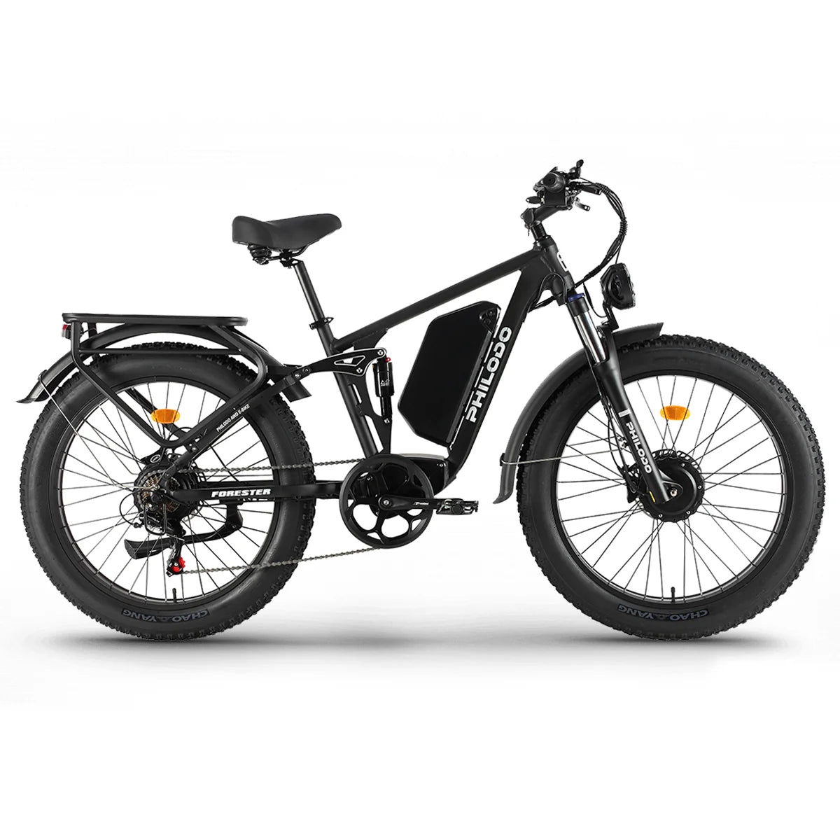 PHILODO Forester 60V Dual Motor Electric Bike – Full Suspension Fat Tire eBike, Long Range 60V Battery, High Power All-Terrain Electric Bicycle